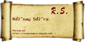 Rónay Sára névjegykártya