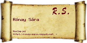 Rónay Sára névjegykártya